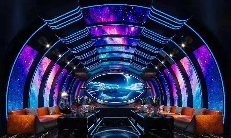 Space KTV design reference: Galaxy Arch, with a luminous ceiling composition