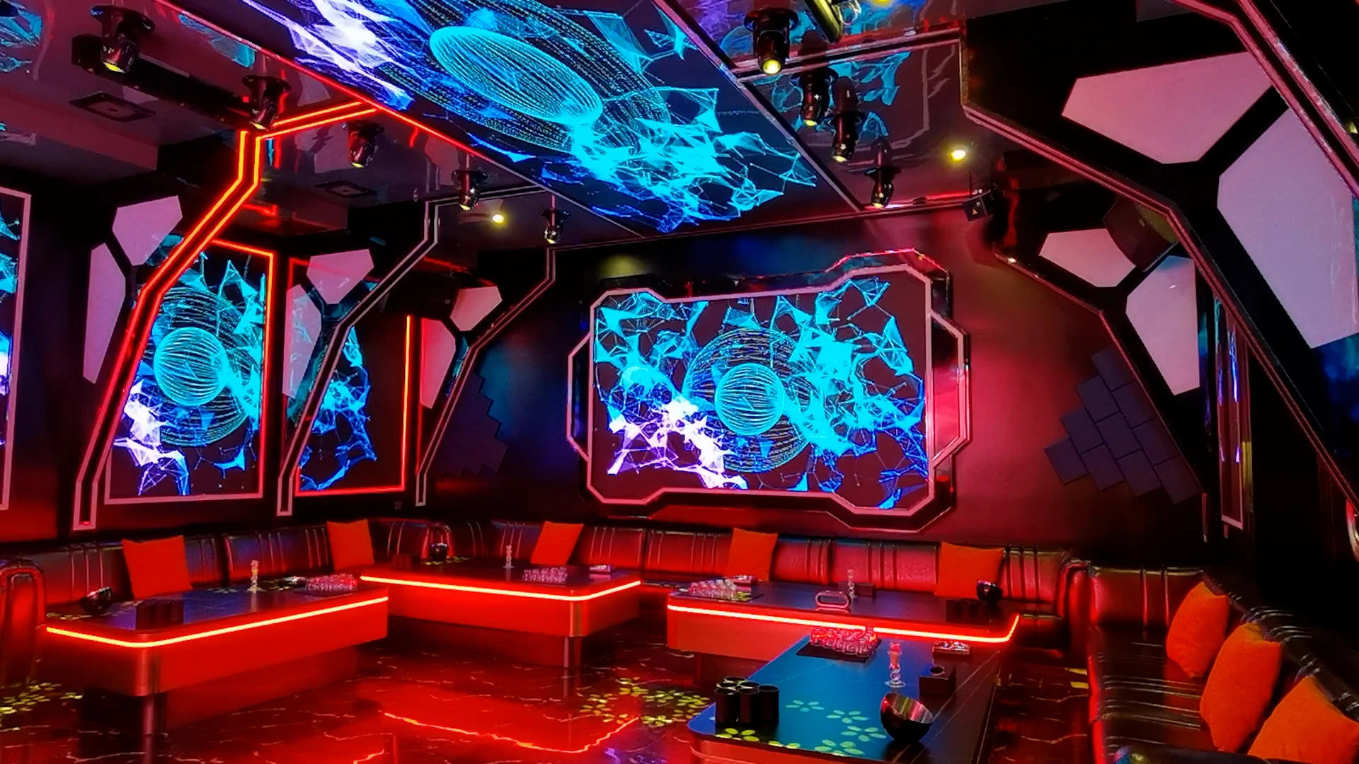 Party KTV design reference: Neon Pulse, with layered decorative lighting