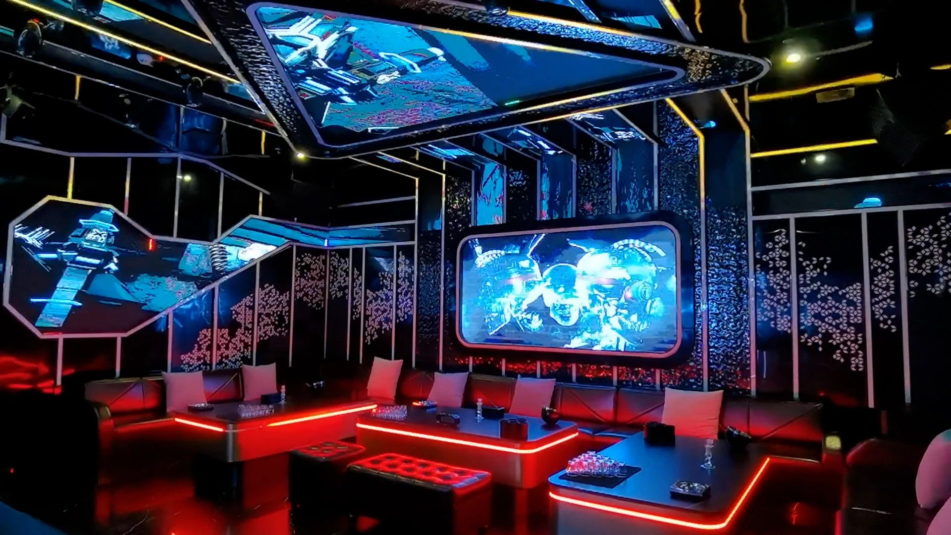Party KTV design reference: Electric Lounge, with layered decorative lighting
