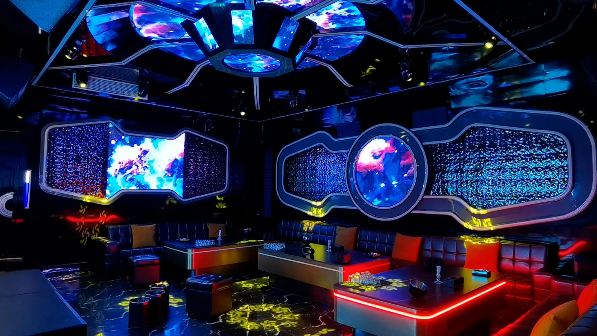 Party KTV design reference: Prismatic Party, with layered decorative lighting