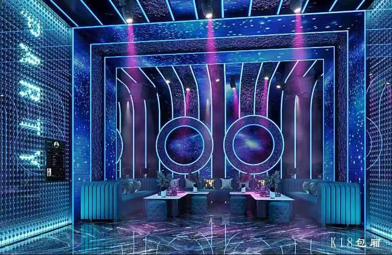 Futuristic KTV design reference: Circuit Room, with layered decorative lighting