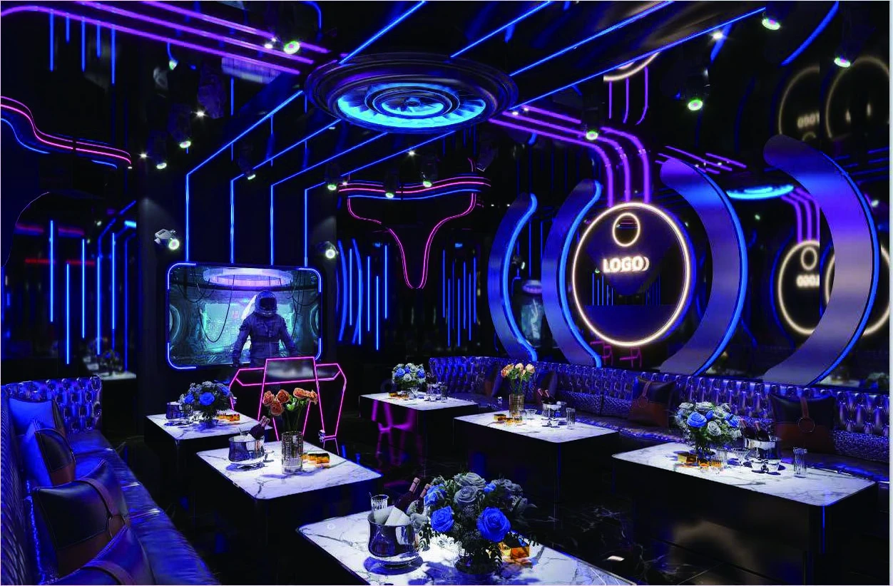 Party KTV design reference: Neon Orbit, with layered decorative lighting