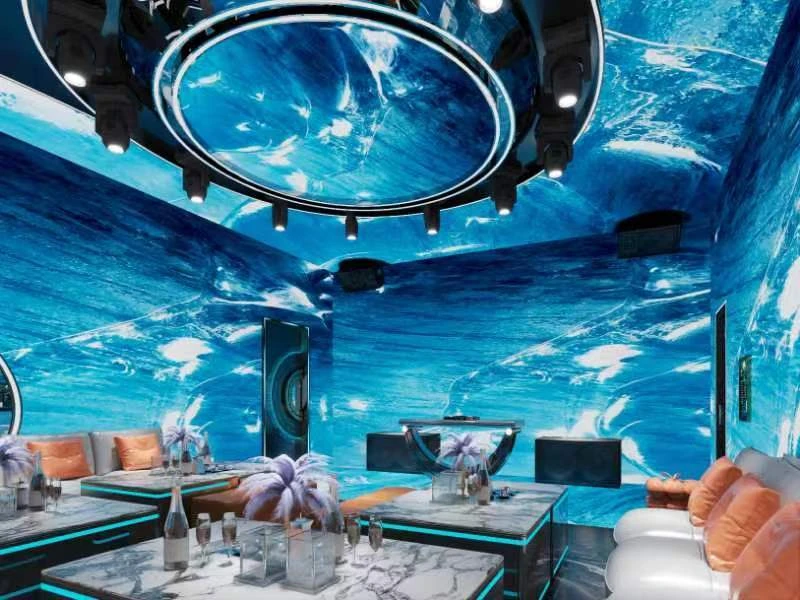 Ocean KTV design reference: Ocean World, with a luminous ceiling composition