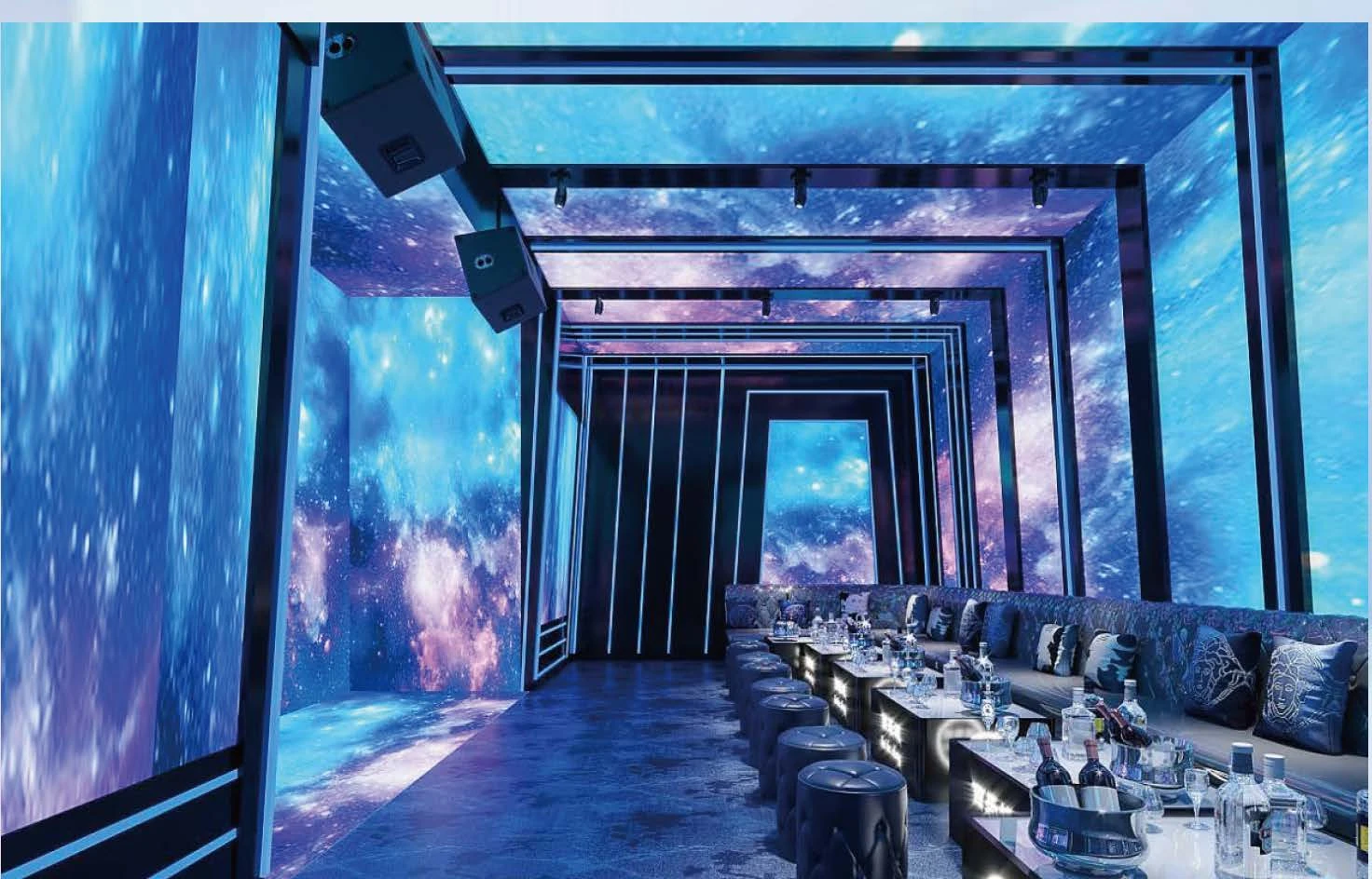 Space KTV design reference: Galaxy Corridor, with a luminous ceiling composition