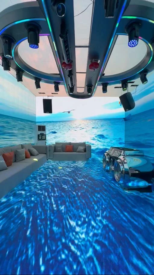 Ocean KTV design reference: Immersive Ocean, with a luminous ceiling composition