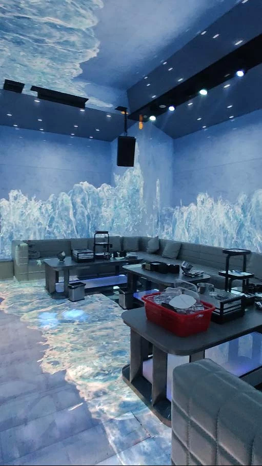 Ocean KTV design reference: Ice World, with a luminous ceiling composition